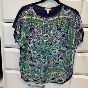Lilly Pulitzer Floral Top - Blue and Green